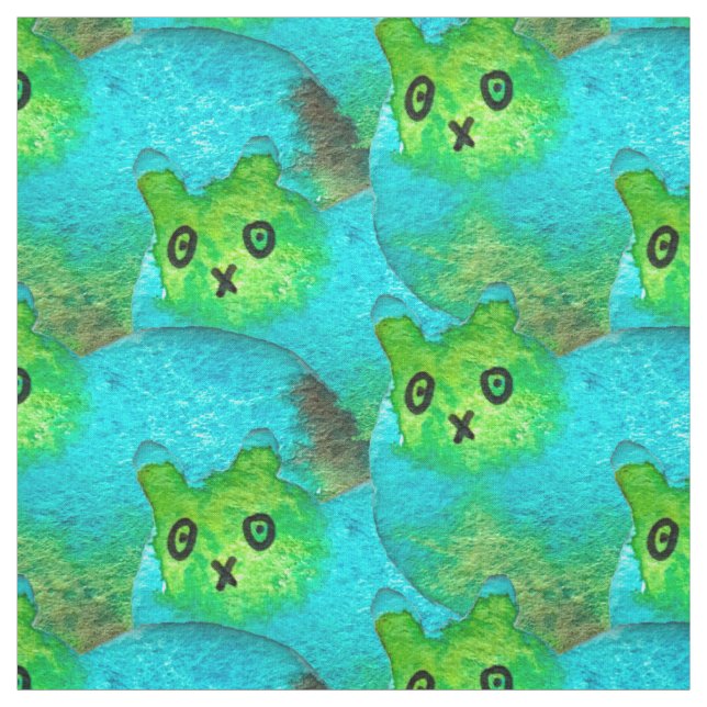 Bild på kattkonst i ljusblå tjock tyg (Provkarta)