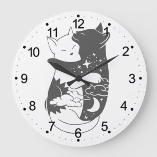 Bild på kattkvällar kattdagen - Välj bakgrund Stor Klocka