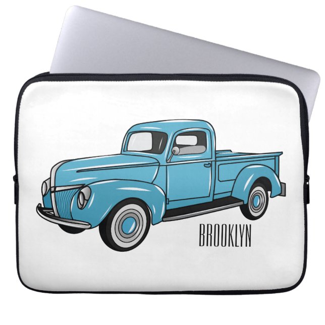 Bild på lastbil-tecknaden för klassisk plocka uppå laptop fodral (Framsidan)