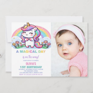 Bild på Little Rainbow Unicorn Birthday-inbjudan Inbjudningar