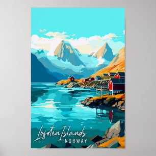 Bild på Lofoten Islands Norge vintage resor Poster