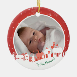 Bild på min första jul baby julgransprydnad keramik