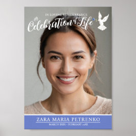 Bild på minnesbegravningen med blå ro poster