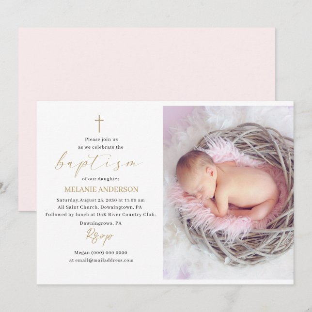Bild på Religiösan elegant Baptism  anpassningsbar Inbjudningar (Fram/baksida)