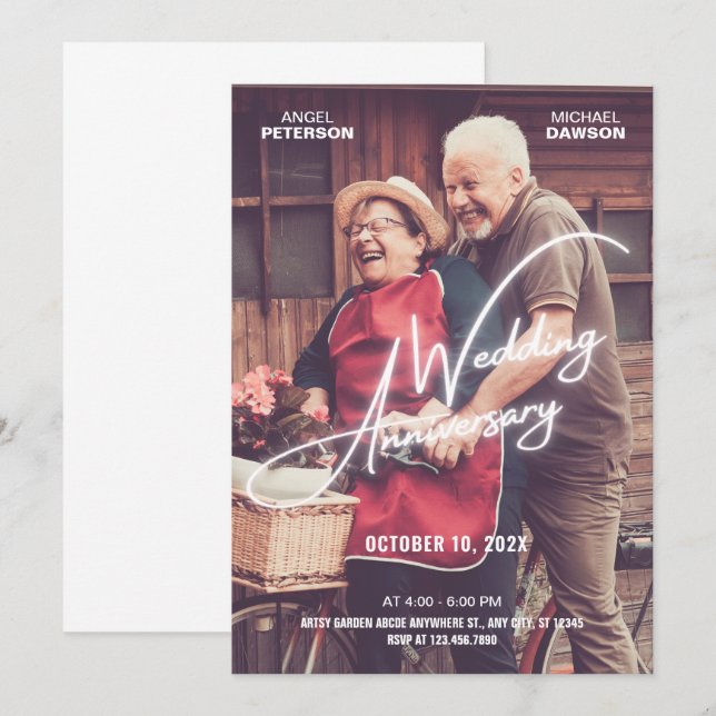 Bild på Romantic Bröllop-årsdagen Inbjudningar (Fram/baksida)
