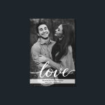 Bild på romsk elegant för svartvit förlovning<br><div class="desc">Anpassa och anpassa den här inslagna arbetsytan med förlovningens foto (ett svartvita filter tillämpas automatiskt på bild). Använda det som ett vackert tecken för din förlovningsfest och bröllop som kommer att bli en vacker visning för ditt hem. Med ord "kärlek" i en elegant typografi stil, fält för bruden och brudgummen...</div>