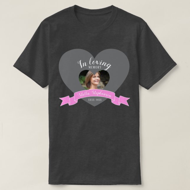 Bild på rosa av minnesflikar t shirt (Design framsida)