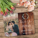 Bild på Rustic Watercolor lövs bröllop Tack Magnet<br><div class="desc">Rustic Watercolor löv on mörk ladwood,  monogrammad,  fotomagnet bröllop Tack. Tack till gästerna i bröllop för att du fick elegant. Lägg till ditt eget foto,  namn och text för att göra det mycket unikt och personligt.</div>