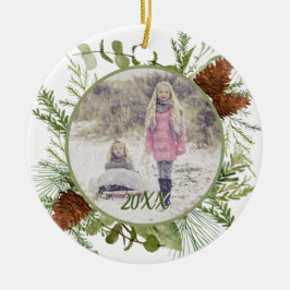 Bild på sidan Winter Grey Watercolor dubbla Julgransprydnad Keramik