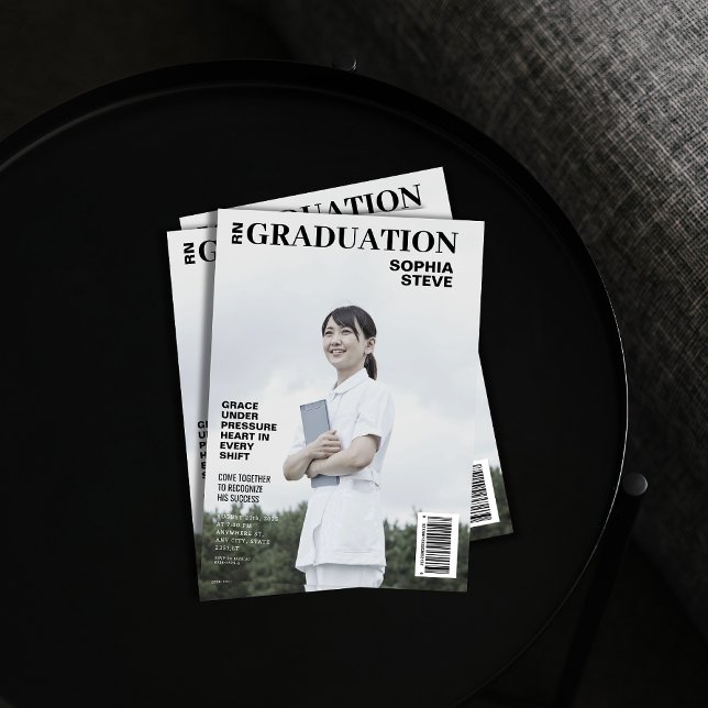 Bild på studenten i magasin med enkel RN-sjuksköte Inbjudningar (Skapare uppladdad)