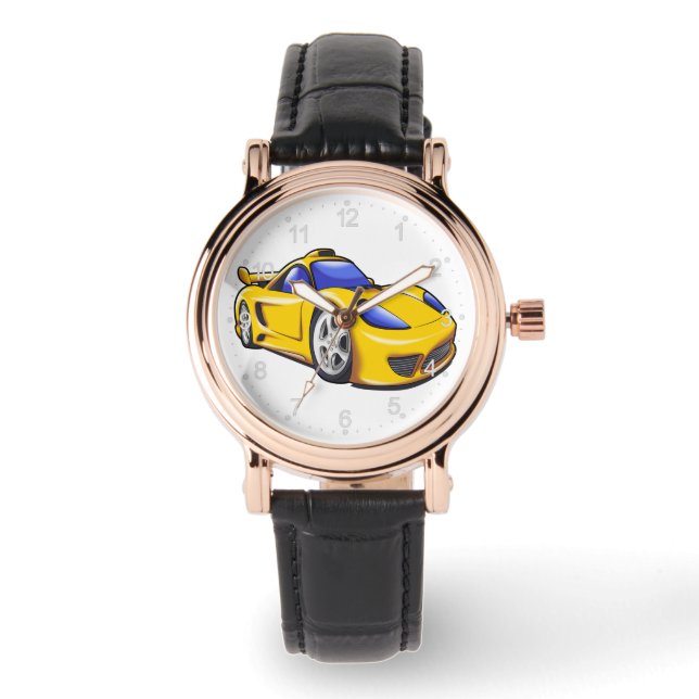 Bild på superbil för gult|Välj tillbaka färg Armbandsur (Framsida)