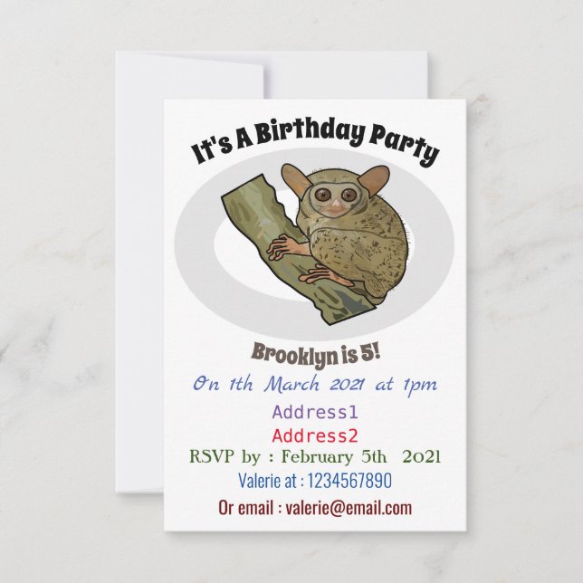 Bild på Tarsier-tecknaden Inbjudningar (Framsida)