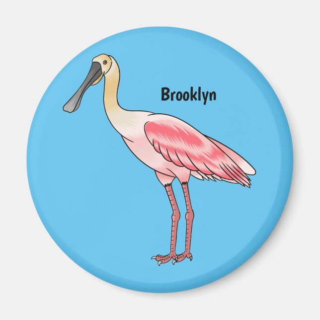 Bild på tecknad av roseatbuckfågel  magnet (Framsidan)