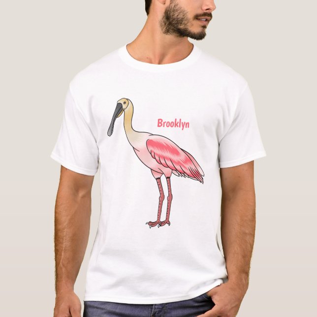 Bild på tecknad av roseatbuckfågel t shirt (Framsida)