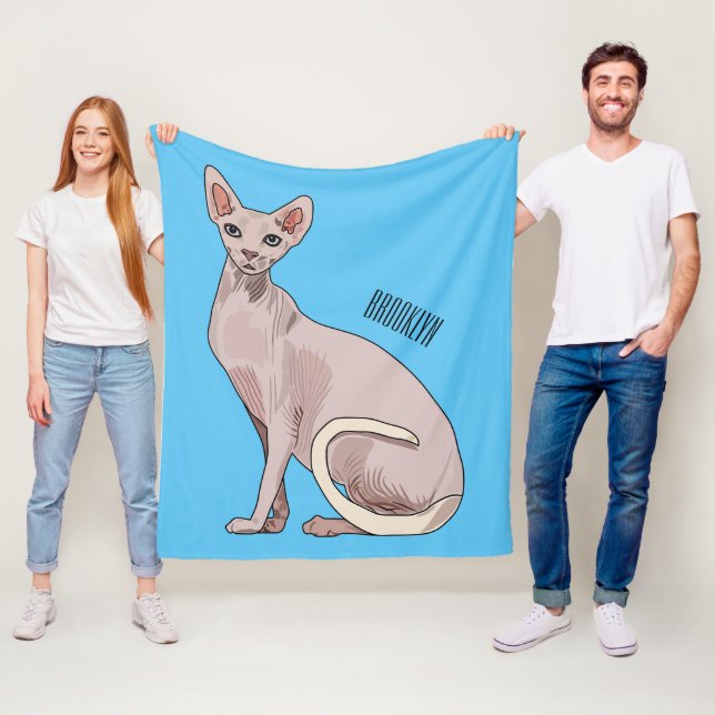 Bild på tecknad av sfärisk katt fleecefilt (På plats)