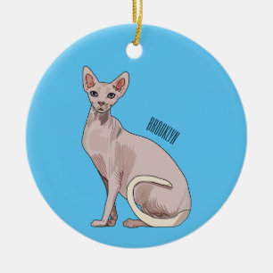 Bild på tecknad av sfärisk katt julgransprydnad keramik