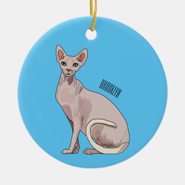 Bild på tecknad av sfärisk katt julgransprydnad keramik (Framsidan)