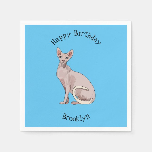 Bild på tecknad av sfärisk katt pappersservett (Framsidan)