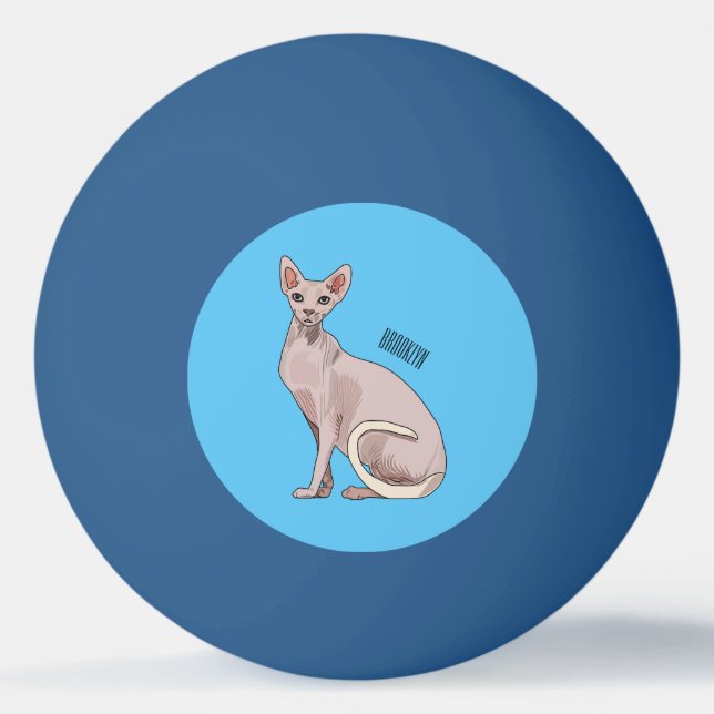 Bild på tecknad av sfärisk katt pingisboll (Framsidan)