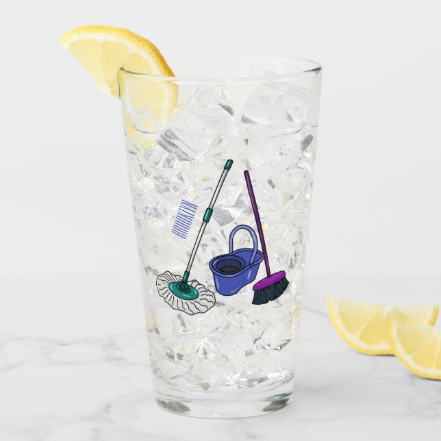 Bild på tecknad för rum och mopp glaskopp (Framsida Ice)