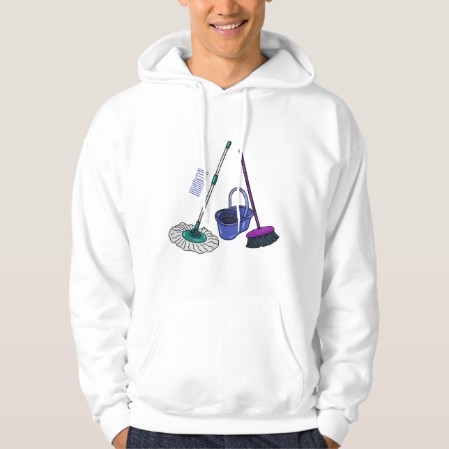 Bild på tecknad för rum och mopp hoodie (Framsida)