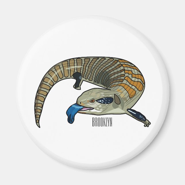 Bild på tecknad med blåtonad skink magnet (Framsidan)