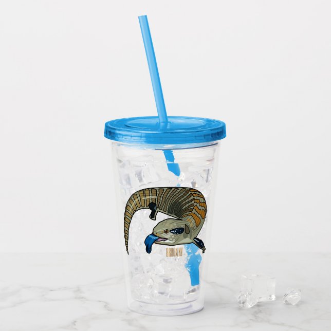 Bild på tecknad med blåtonad skink take away mugg (Framsida Ice)