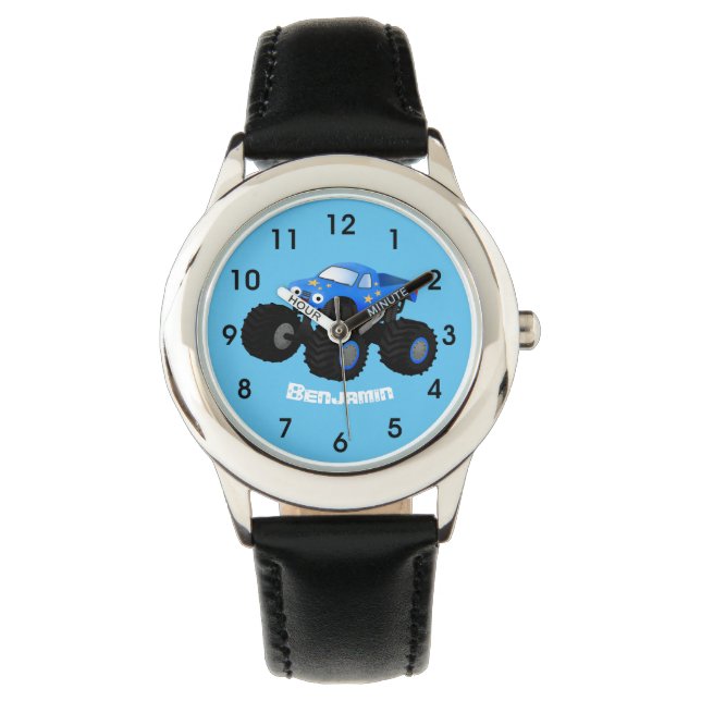 Bild på tecknaden Cute Blue monster lastbil Armbandsur (Framsida)