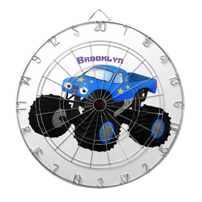 Bild på tecknaden Cute Blue monster lastbil Darttavla (Framsidan)