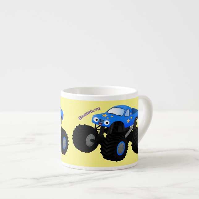 Bild på tecknaden Cute Blue monster lastbil Espressomugg (Framsida höger)
