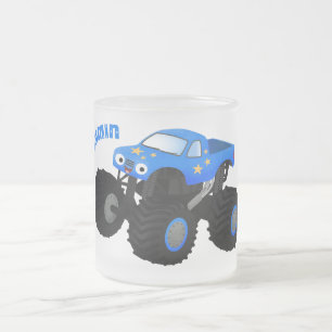 Bild på tecknaden Cute Blue monster lastbil Frostad Glasmugg