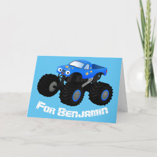 Bild på tecknaden Cute Blue monster lastbil Kort