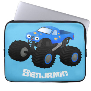 Bild på tecknaden Cute Blue monster lastbil Laptop Fodral