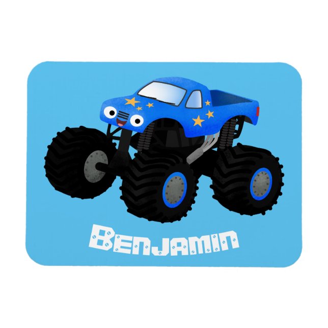 Bild på tecknaden Cute Blue monster lastbil Magnet (Horisontell)
