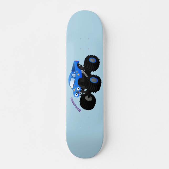 Bild på tecknaden Cute Blue monster lastbil Mini Skateboard Bräda 18,5 Cm (Framsida)