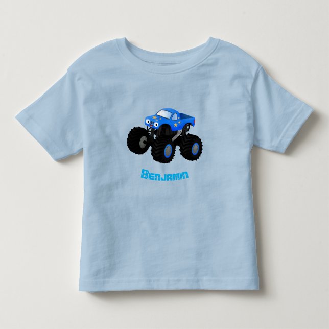 Bild på tecknaden Cute Blue monster lastbil T Shirt (Framsida)