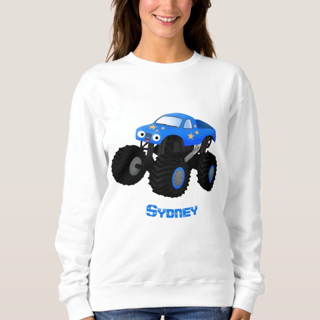 Bild på tecknaden Cute Blue monster lastbil T Shirt (Framsida)