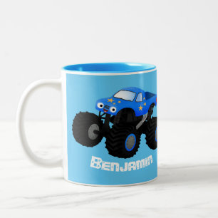 Bild på tecknaden Cute Blue monster lastbil Två-Tonad Mugg