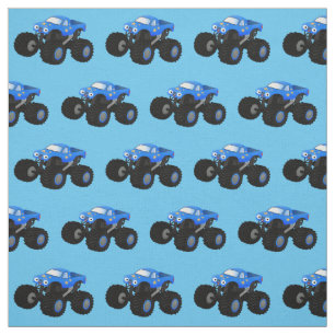 Bild på tecknaden Cute Blue monster lastbil Tyg