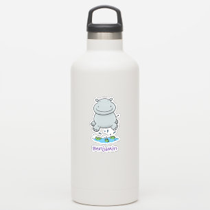 Bild på tecknaden Cute hippo baby som hoppar av Klistermärken