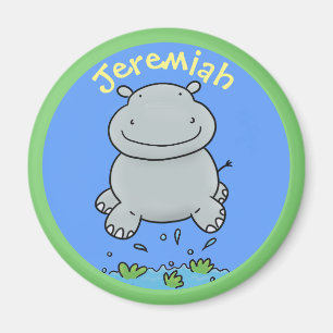 Bild på tecknaden Cute hippo baby som hoppar Magnet