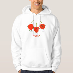 Bild på tecknaden Cute-hoppande röda körsbär Hoodie
