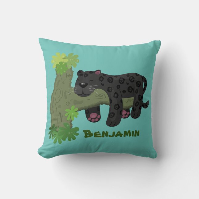 Bild på tecknaden Cute jaguar svart pander Kudde (Framsida)