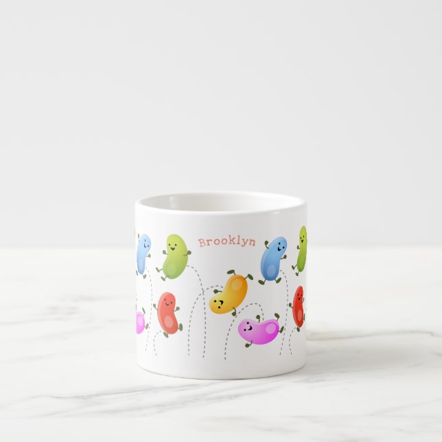 Bild på tecknaden Cute lycklig-jellybeans som hopp Espressomugg (Framsidan)