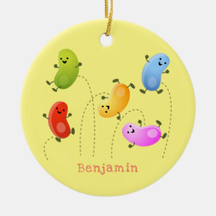 Bild på tecknaden Cute lycklig-jellybeans som hopp Julgransprydnad Keramik