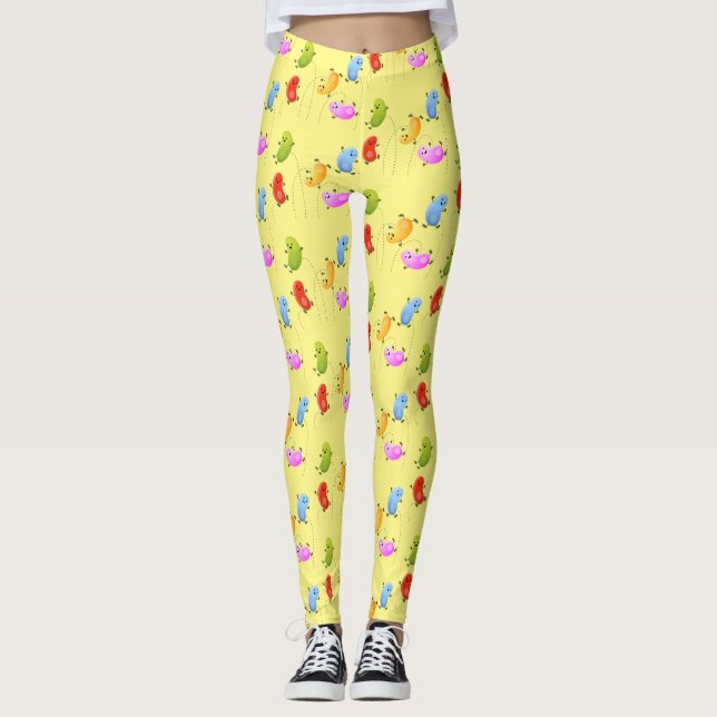 Bild på tecknaden Cute lycklig-jellybeans som hopp Leggings (Framsida)