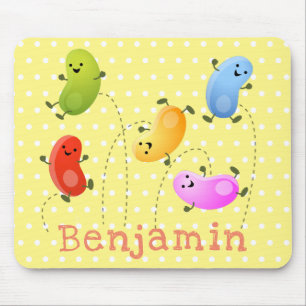Bild på tecknaden Cute lycklig-jellybeans som hopp Musmatta