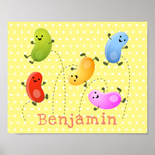 Bild på tecknaden Cute lycklig-jellybeans som hopp Poster