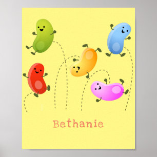 Bild på tecknaden Cute lycklig-jellybeans som hopp Poster
