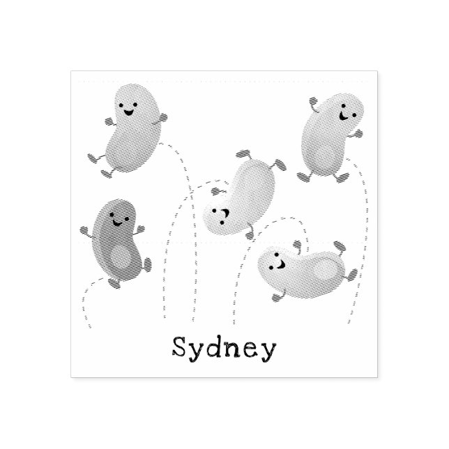 Bild på tecknaden Cute lycklig-jellybeans som hopp Stämpel (Tryck)